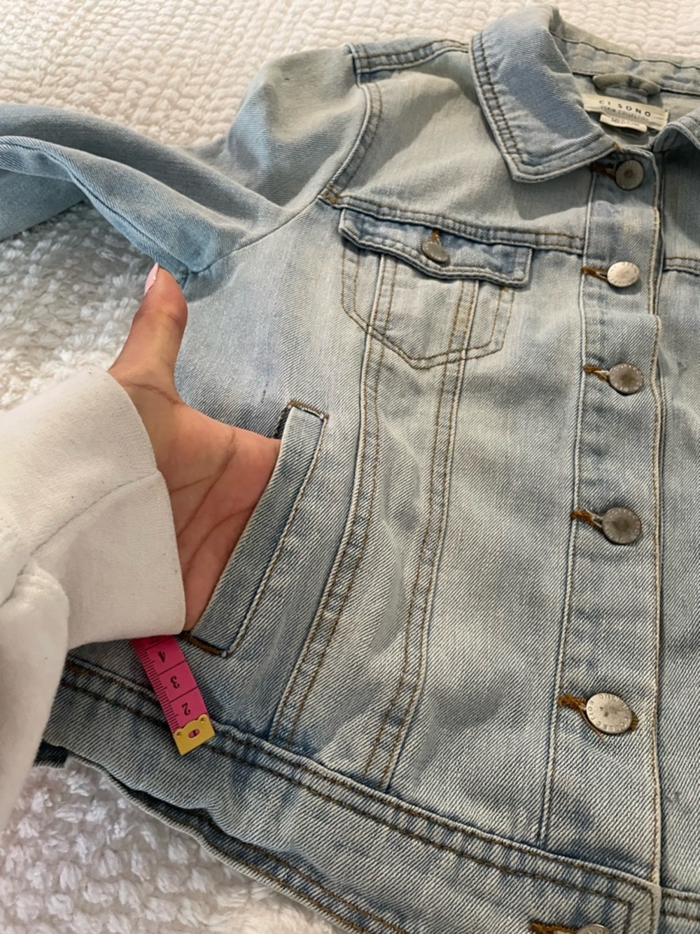 CI SONO Light Blue Denim Jean Jacket | Classic Button-Front Jean Jacket - Picture 13 of 16